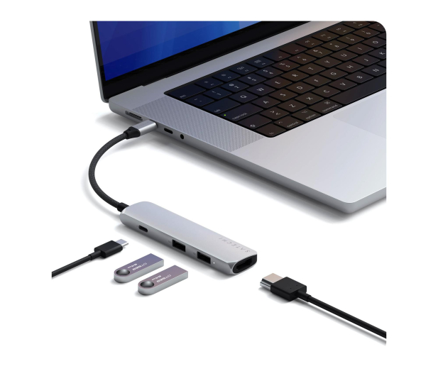 Satechi 4-in-1 USB-C Slim Multiport Adapter 4K USB-C, srebrny STP4SS - 1358260 - zdjęcie 4